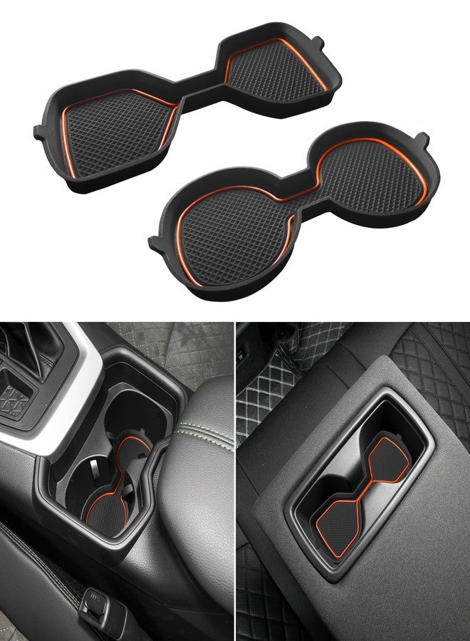 SENSHINE 3D Cup Holder Inserts for Toyota Rav4 Accessories 2025 2024 2023 2022 2021 2020 2019 Silicone Cup Coaster Mat Center Console Liner Protector Pad for Toyota Rav4 2Pcs (Orange) - Image 1
